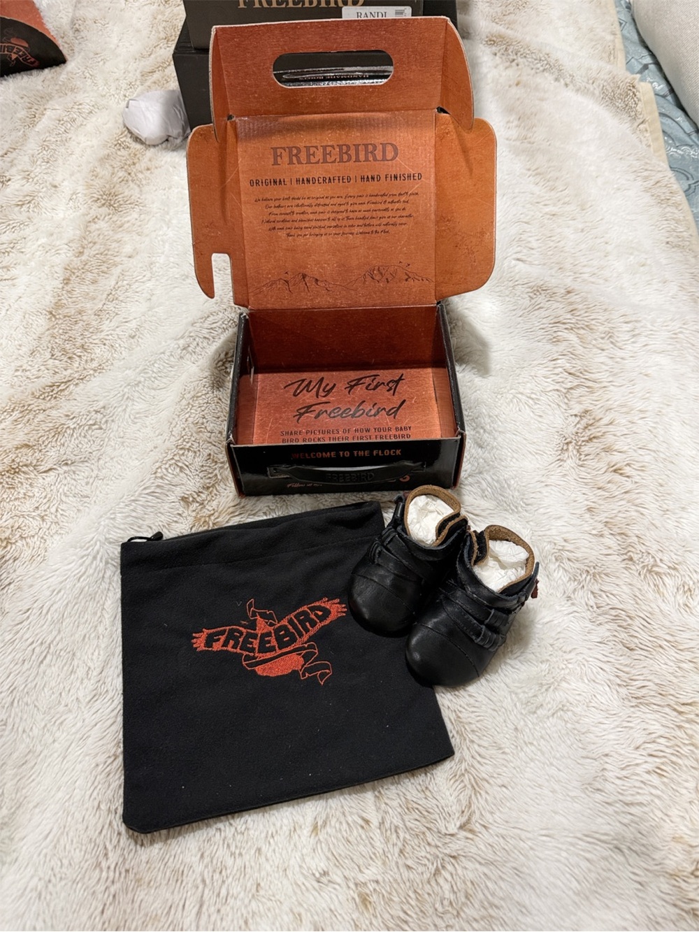 RARE Freebird Baby Crue Black Multi Leather Booties 3-6M NIB Box Dust Bag